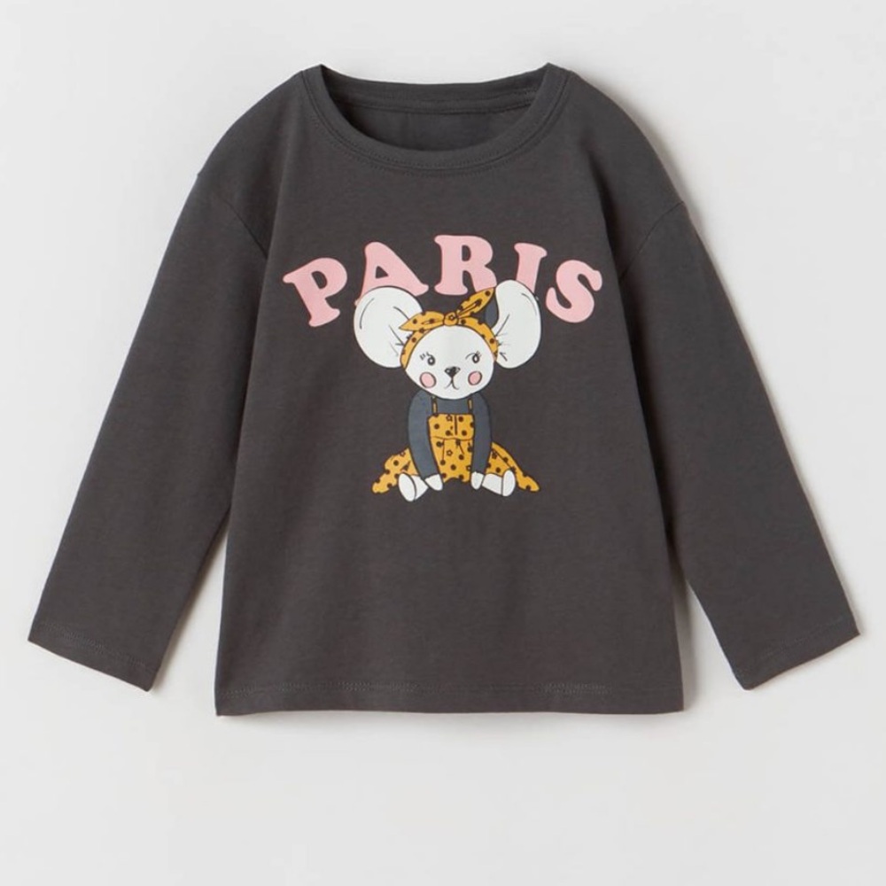 ZARA Baby Paris Mouse Long Sleeve Shirt Girl Size 6-9 months infant toddler tee